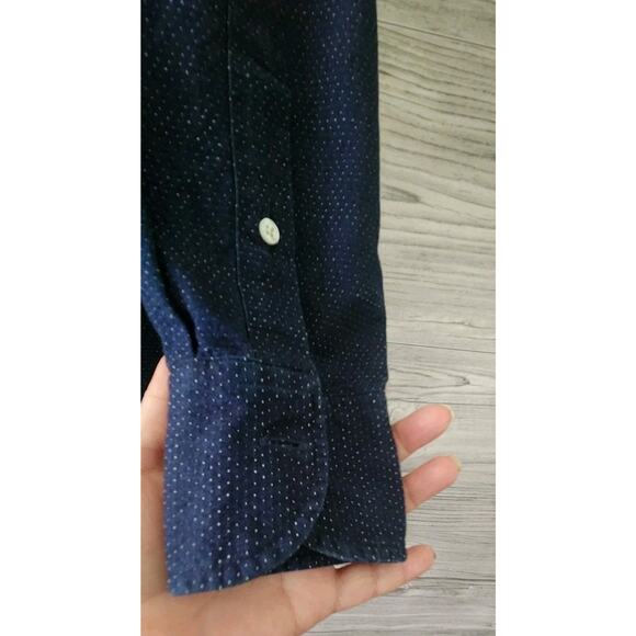 #1 MENSWEAR Drakes Made in England Washed Faded Indigo Wool Ctn Shirt 15.5 - Picture 3 of 5